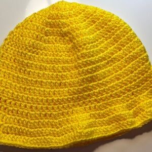 Bright Yellow Crochet Beanie